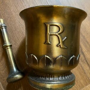 Vintage Bronze RX Mortar and Pestle vintage brass 1820 very good condition